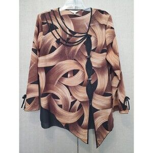 Yucheng Beaded Studded Layered Swirl Print Tunic Vintage Size XL 70's Retro